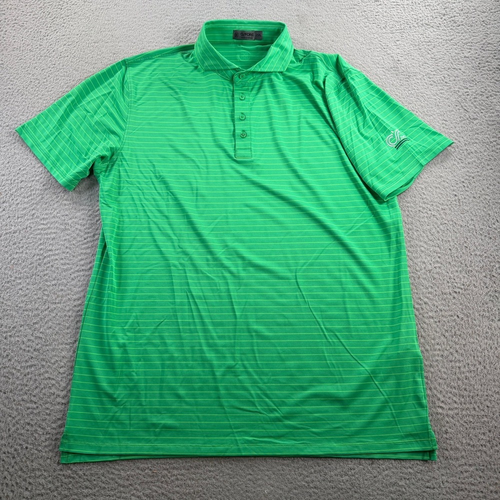 G/FORE Polo Shirt Mens 2XL Green Striped Short Sleeve Golf Performance